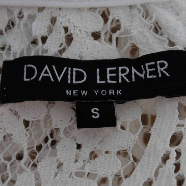 David Lerner Sz S White Tan Lace Knee Length Cotton Nylon Rayon Dress
