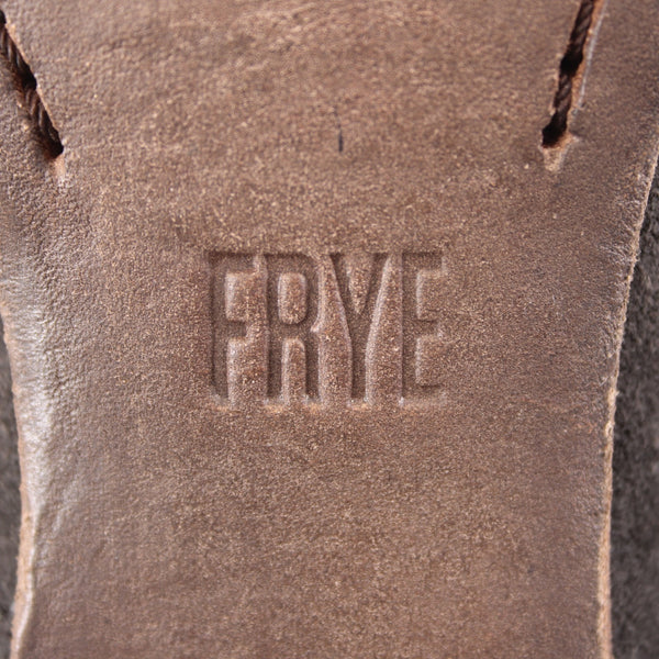 Frye Sz 6.5 Dark Gray Suede Faux Wrap Bohemian Side Cut 2.5' Heel Booties