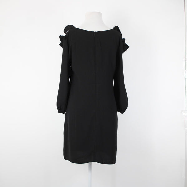 Symphony Sz M Black Cold Shoulder Lined Ruffle Sleeves 100% Polyester Dress