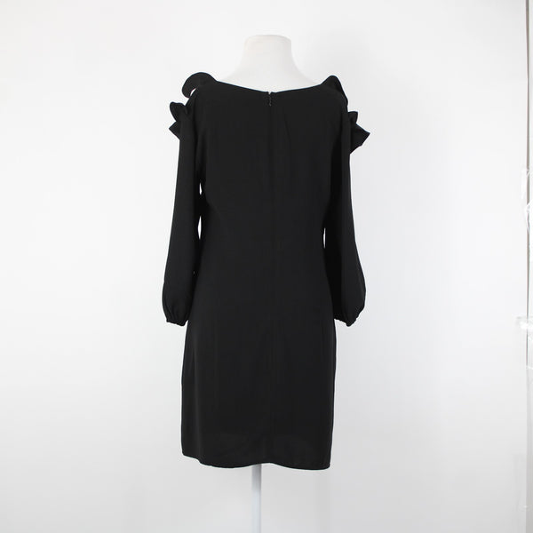 Symphony Sz M Black Cold Shoulder Lined Ruffle Sleeves 100% Polyester Dress