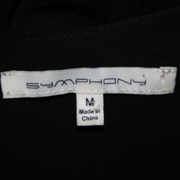 Symphony Sz M Black Cold Shoulder Lined Ruffle Sleeves 100% Polyester Dress
