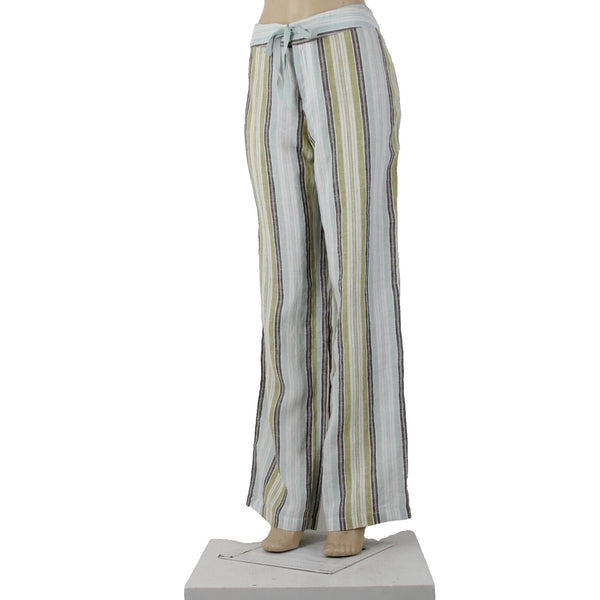 Tommy Bahama NEW $118 Bay De Baly Stripe Sz 10 Aqua Lime Linen Unlined Pants