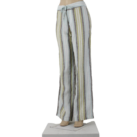 Tommy Bahama NEW $118 Bay De Baly Stripe Sz 10 Aqua Lime Linen Unlined Pants