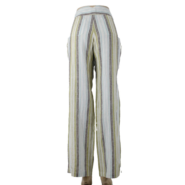 Tommy Bahama NEW $118 Bay De Baly Stripe Sz 10 Aqua Lime Linen Unlined Pants