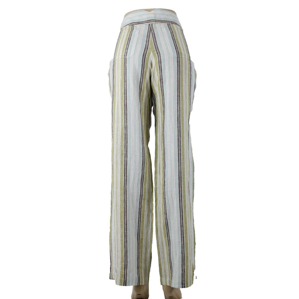 Tommy Bahama NEW $118 Bay De Baly Stripe Sz 10 Aqua Lime Linen Unlined Pants