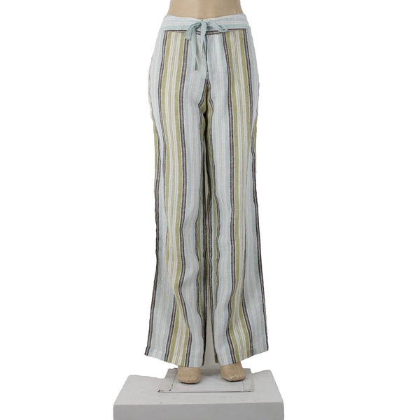 Tommy Bahama NEW $118 Bay De Baly Stripe Sz 10 Aqua Lime Linen Unlined Pants