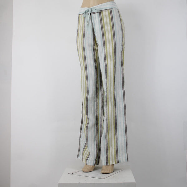 Tommy Bahama NEW $118 Bay De Baly Stripe Sz 10 Aqua Lime Linen Unlined Pants