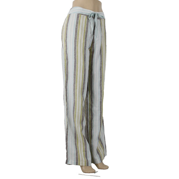 Tommy Bahama NEW $118 Bay De Baly Stripe Sz 10 Aqua Lime Linen Unlined Pants