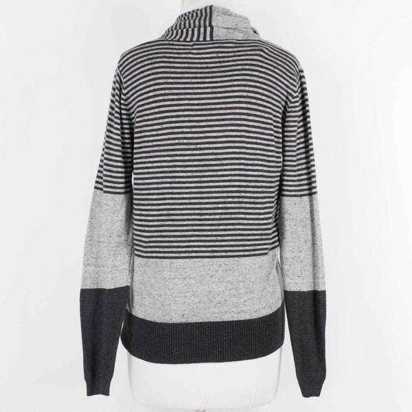 Max Studio NEW $98 Sz S Gray Black Stripe Cotton Rayon Wrap Sweater