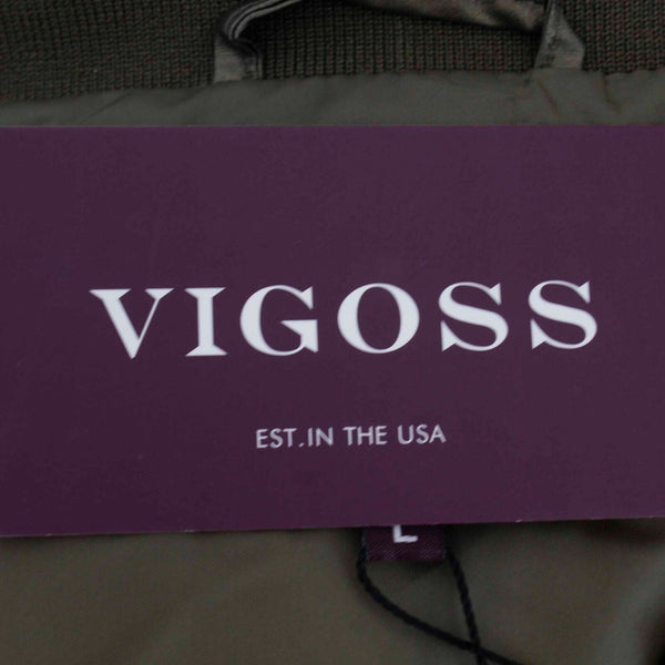 Vigoss NEW Sz L Green Moss Lined Pocketed Collared 100% Cotton Poly Jacket