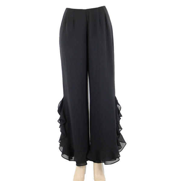 Studio 1 Sz 10 x 29 Black Lined Ruffle Split Leg 100% Polyester Dressy Pant
