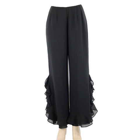 Studio 1 Sz 10 x 29 Black Lined Ruffle Split Leg 100% Polyester Dressy Pant