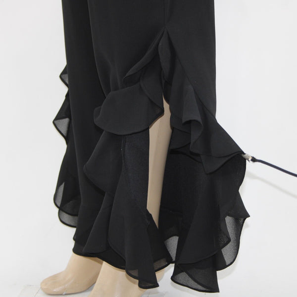 Studio 1 Sz 10 x 29 Black Lined Ruffle Split Leg 100% Polyester Dressy Pant