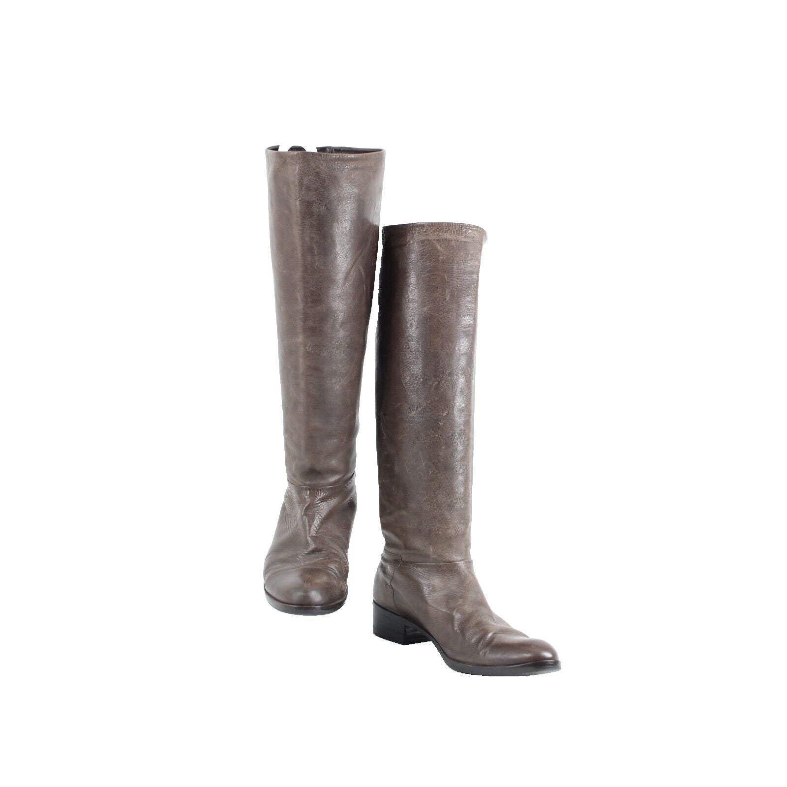 Coclico Sz 39 Brown Knee High Distressed Leather 1.5" Boots