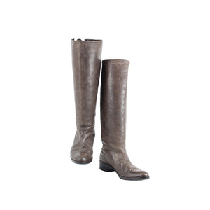 Coclico Sz 39 Brown Knee High Distressed Leather 1.5" Boots