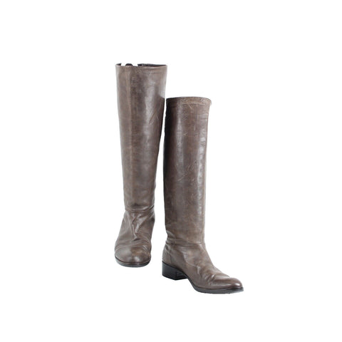 Coclico Sz 39 Brown Knee High Distressed Leather 1.5" Boots