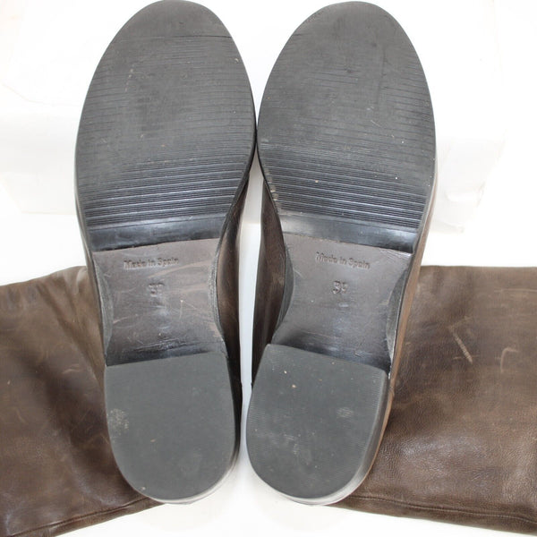 Coclico Sz 39 Brown Knee High Distressed Leather 1.5" Boots