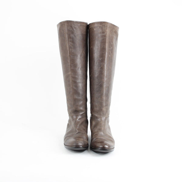 Coclico Sz 39 Brown Knee High Distressed Leather 1.5" Boots