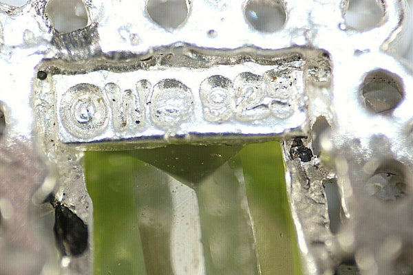 OW Sterling Silver 925 18.5" 4.45gr White Green CZ Pendant Necklace
