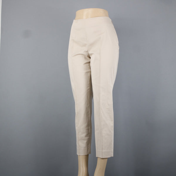 Akris Bergdorf Goodman Sz 8 x 26 Tan Straight Leg Side Zip Cotton Capri Pant