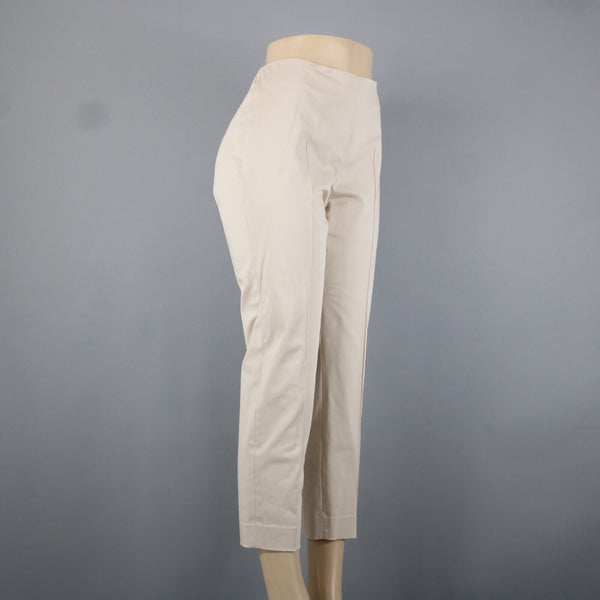 Akris Bergdorf Goodman Sz 8 x 26 Tan Straight Leg Side Zip Cotton Capri Pant