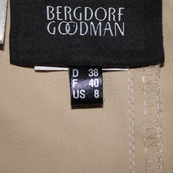 Akris Bergdorf Goodman Sz 8 x 26 Tan Straight Leg Side Zip Cotton Capri Pant