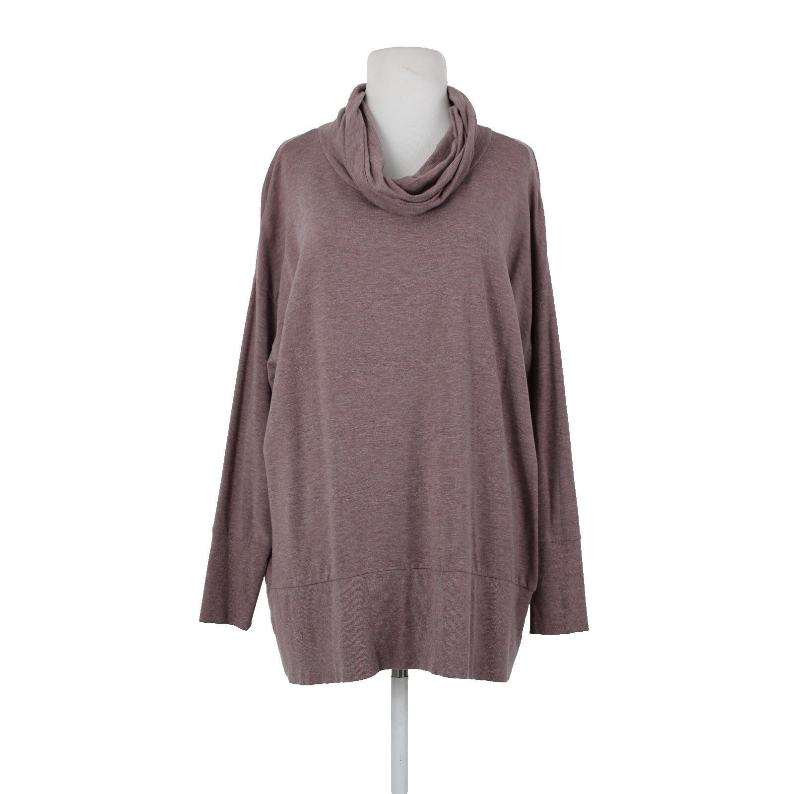 Garnet Hill Sz M Purple Cowl Neck Long Sleeve Tunic Tencel Lyocell Spandex Top