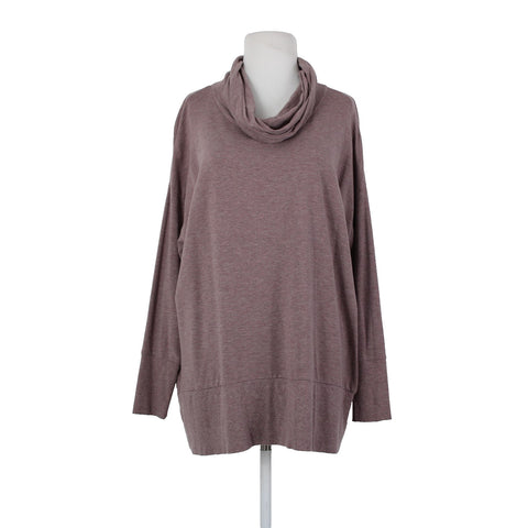 Garnet Hill Sz M Purple Cowl Neck Long Sleeve Tunic Tencel Lyocell Spandex Top