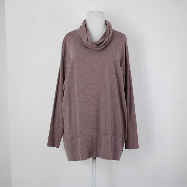 Garnet Hill Sz M Purple Cowl Neck Long Sleeve Tunic Tencel Lyocell Spandex Top