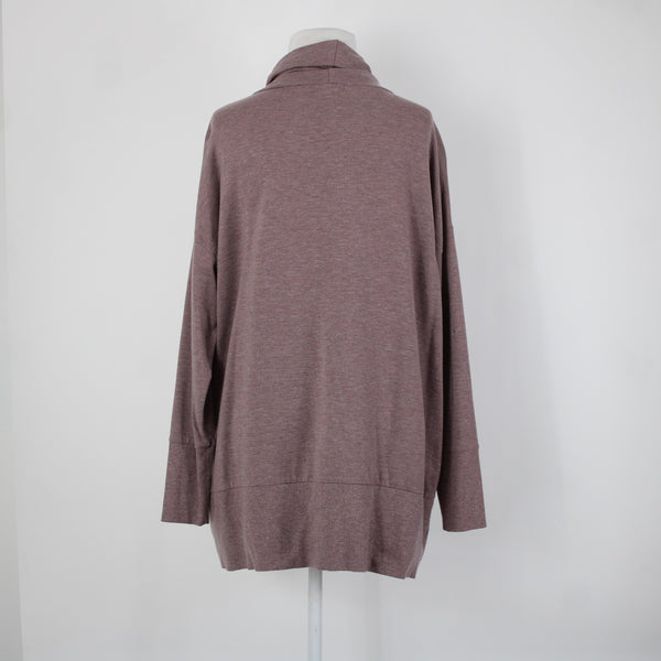 Garnet Hill Sz M Purple Cowl Neck Long Sleeve Tunic Tencel Lyocell Spandex Top