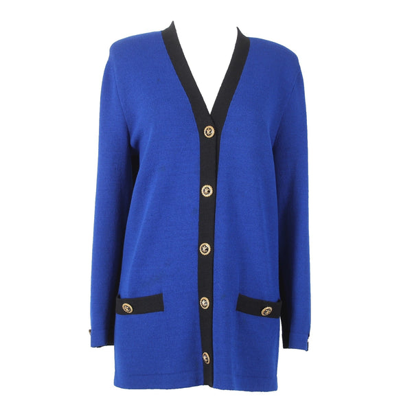 St John Collection Cardigan Sz 6 Royal Blue Black Santana Knit Cardigan Sweater