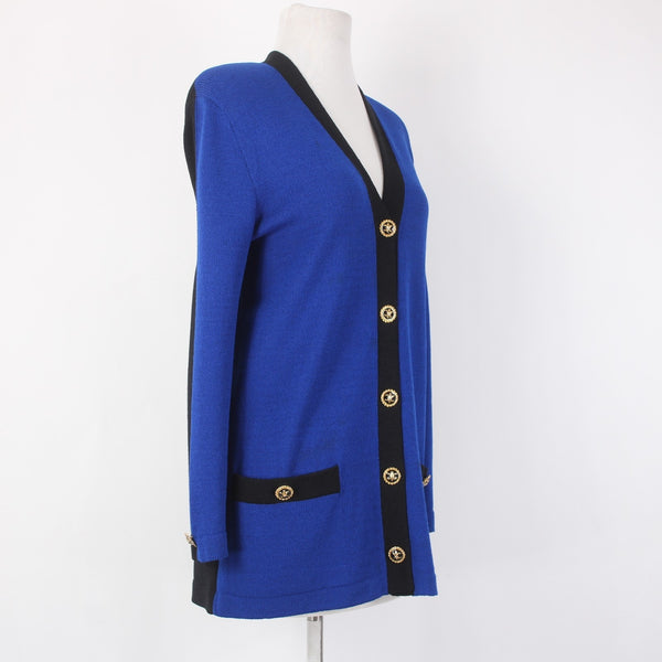 St John Collection Cardigan Sz 6 Royal Blue Black Santana Knit Cardigan Sweater