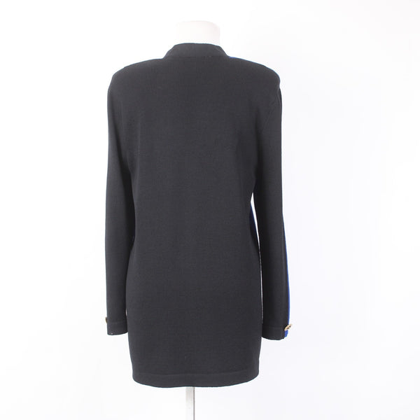 St John Collection Cardigan Sz 6 Royal Blue Black Santana Knit Cardigan Sweater