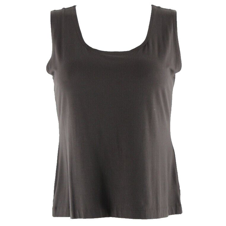 Chicos Sz 2 Brown Rayon Blend Stretch Basic Top