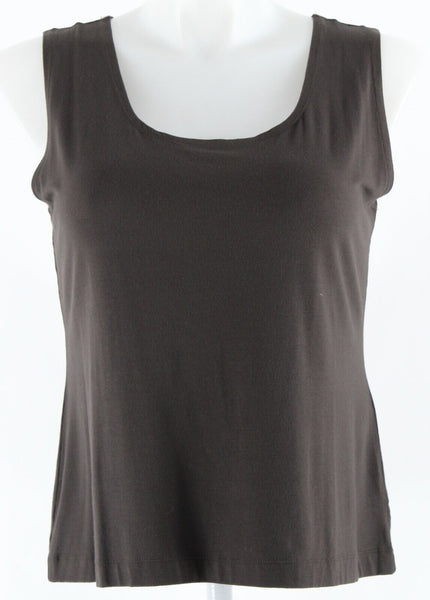 Chicos Sz 2 Brown Rayon Blend Stretch Basic Top