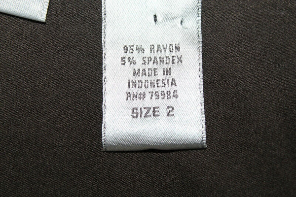 Chicos Sz 2 Brown Rayon Blend Stretch Basic Top