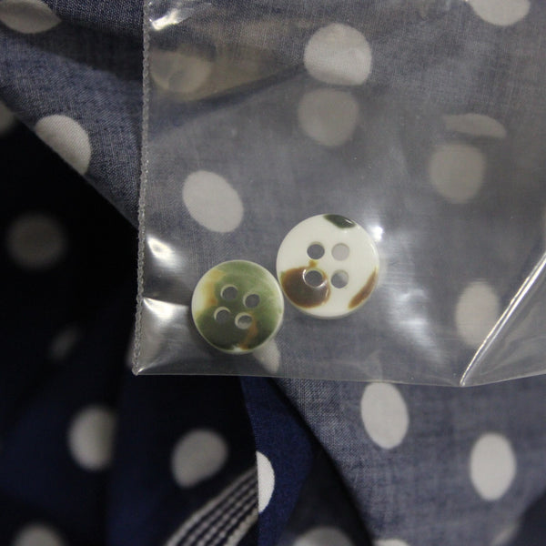 Talbots NEW $70 Sz L Navy Blue White Polka Dots Button Collared 100% Cotton Top