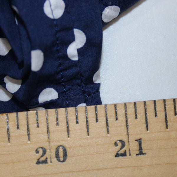 Talbots NEW $70 Sz L Navy Blue White Polka Dots Button Collared 100% Cotton Top