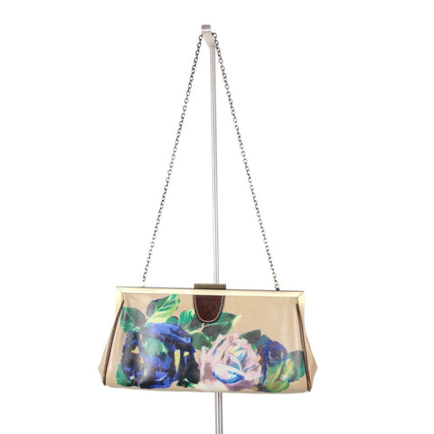Patricia Nash 13 X 7 X 1 Tan Multi Color Floral 100% Italian Leather Purse
