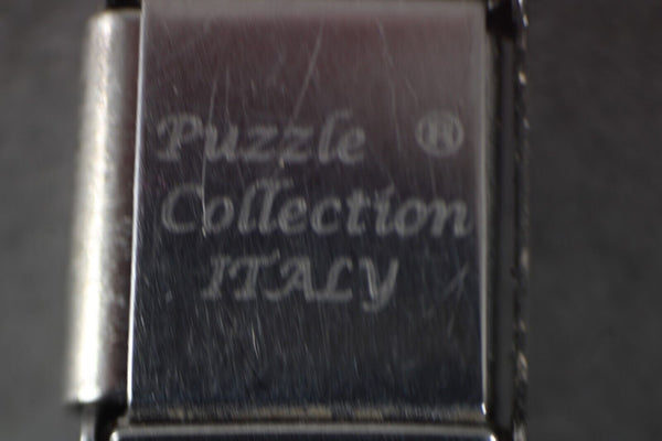 Puzzle Collection "Clover" Stainless Gold Green Stretch Link Italian Charm
