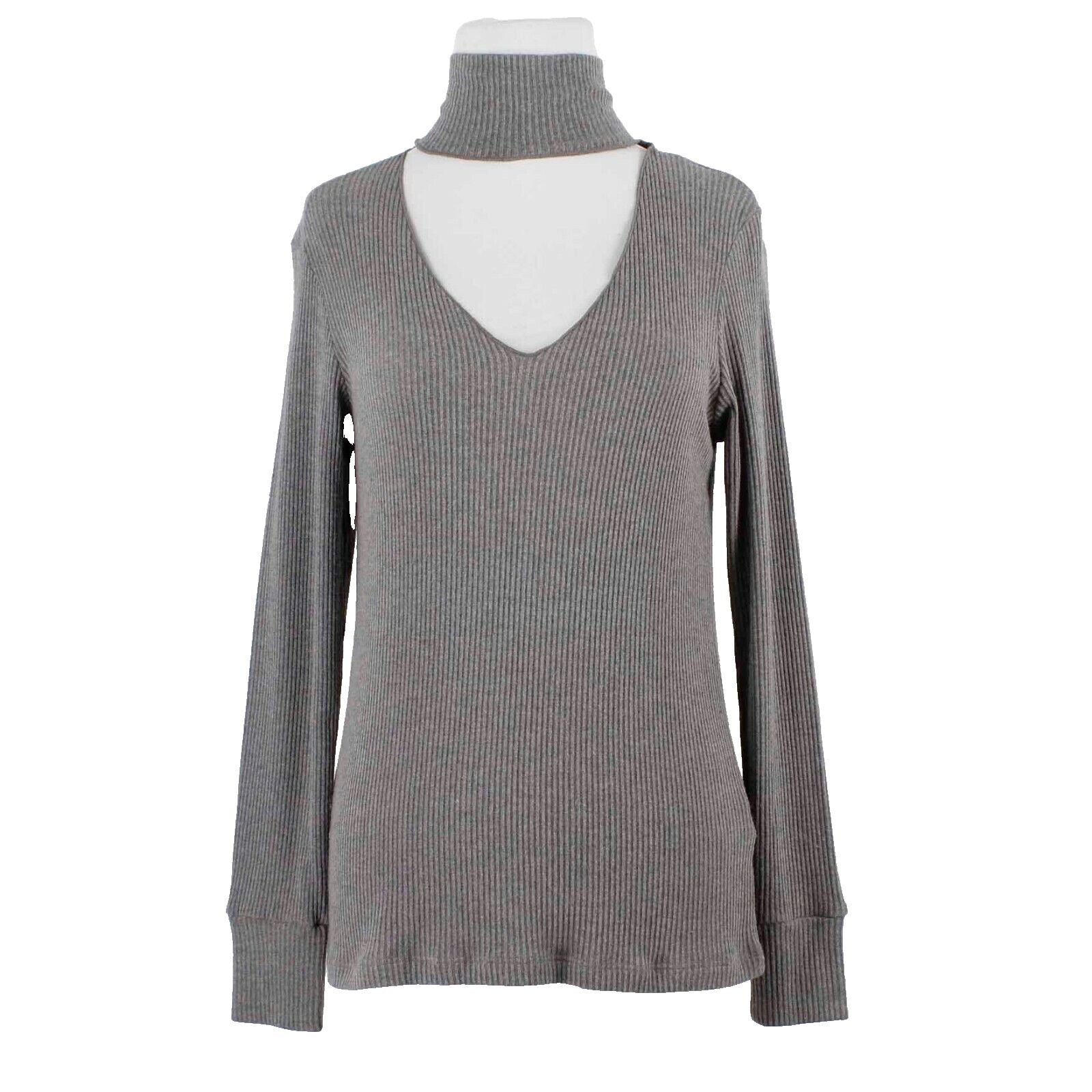 LNA NEW Sz S Taupe Tan Gray Ribbed Knit Detached Turtleneck Top