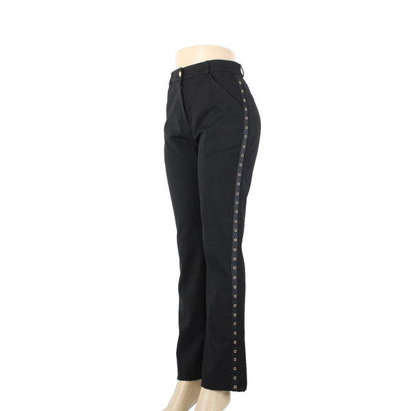 St John Sport Sz 6 x 31 Black Gold Rings Pockets Bootcut Poly Viscose Pants