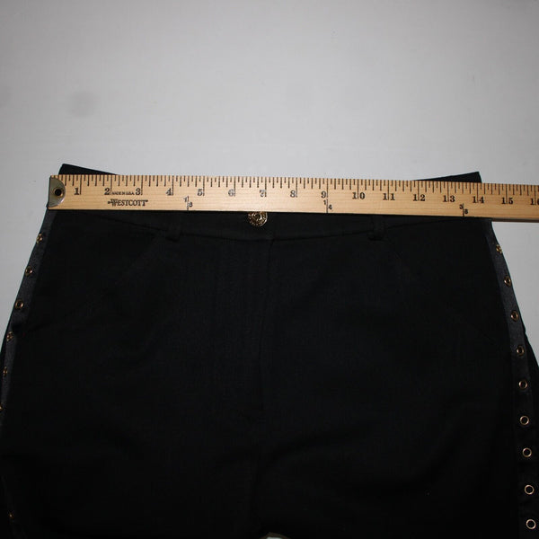 St John Sport Sz 6 x 31 Black Gold Rings Pockets Bootcut Poly Viscose Pants