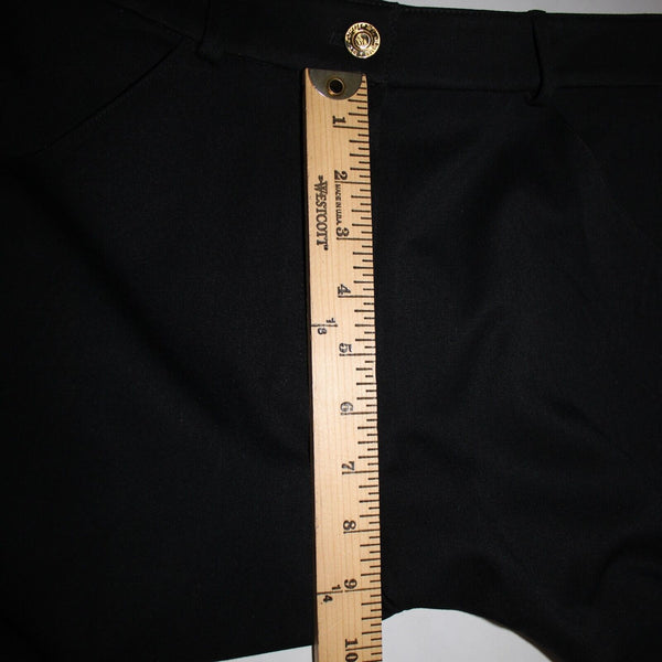 St John Sport Sz 6 x 31 Black Gold Rings Pockets Bootcut Poly Viscose Pants