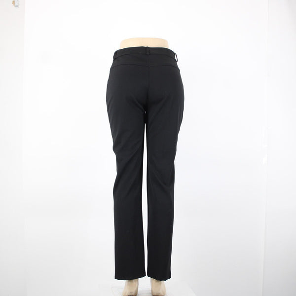 St John Sport Sz 6 x 31 Black Gold Rings Pockets Bootcut Poly Viscose Pants
