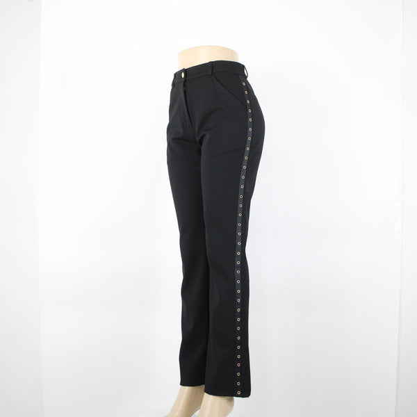 St John Sport Sz 6 x 31 Black Gold Rings Pockets Bootcut Poly Viscose Pants