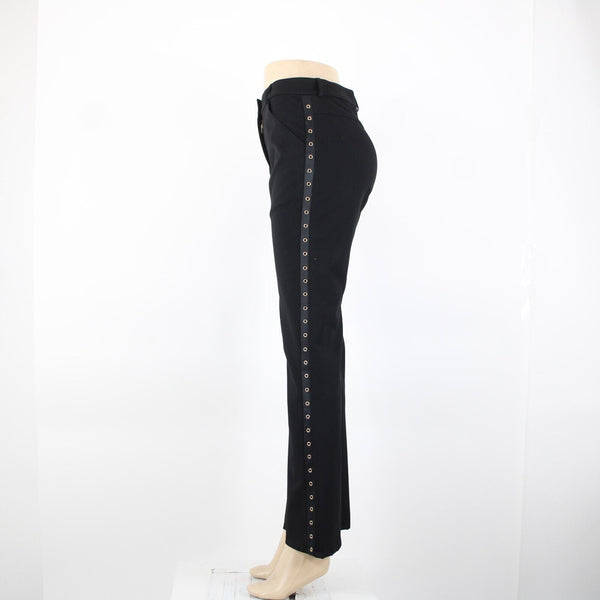 St John Sport Sz 6 x 31 Black Gold Rings Pockets Bootcut Poly Viscose Pants