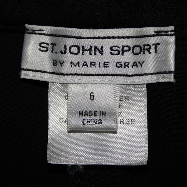 St John Sport Sz 6 x 31 Black Gold Rings Pockets Bootcut Poly Viscose Pants