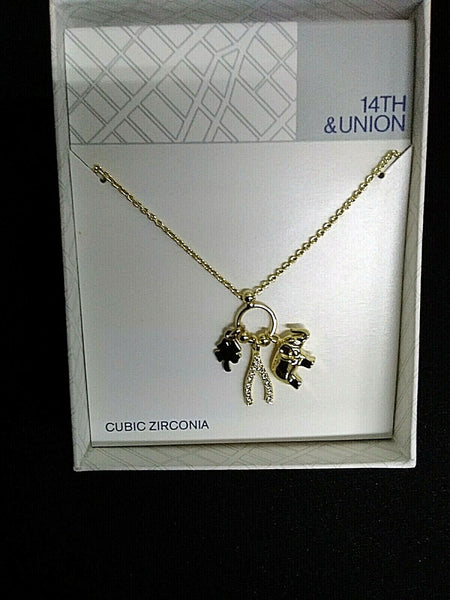 14TH & Union NEW $16 16 + 2 Ext. Goldtone Chain 3 Lucky Charm Necklace