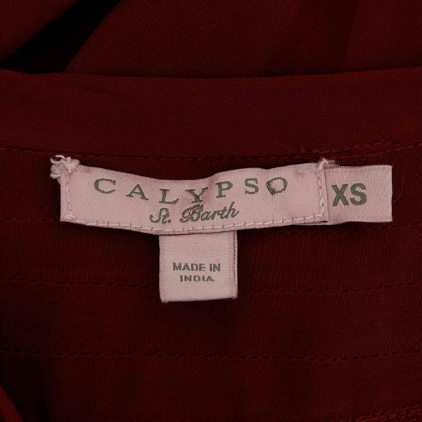 Calypso Sz XS Burgundy Red Aysmm V Neck Bell Sleeve Lace 100% Viscose Top